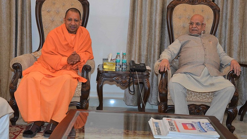 Uttar Pradesh Chief Minister Yogi Adityanath meets Bihar Governor Lalji Tandon
